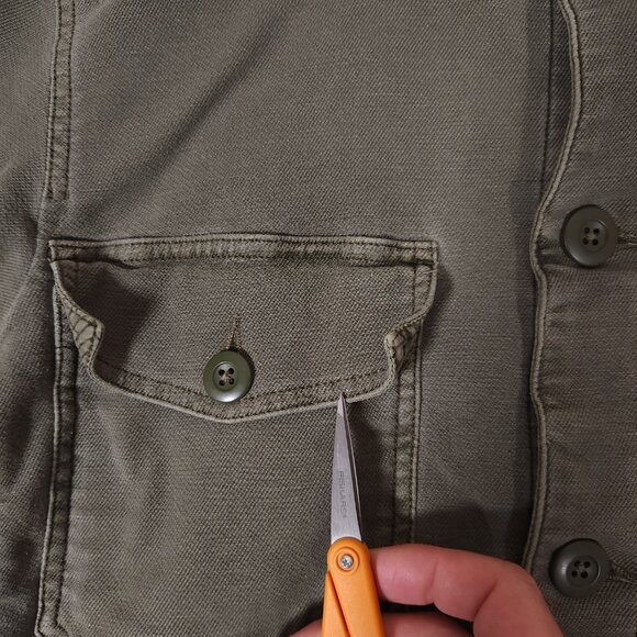 Faherty Shirt Jacket Mens XS Utility Long Sleeve Button Up Pockets Army Green - Picture 8 of 14